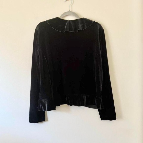 90s Black Velvet Long Sleeve Blouse - Picture 6 of 6